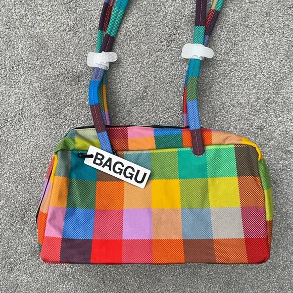 BAGGU Nylon Bowler Bag Madras - Picture 1 of 3